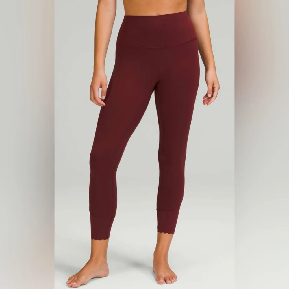 Lululemon Align Scalloped Hem High-Rise Pant 25". Size 4. Red Merlot. - Picture 2 of 9